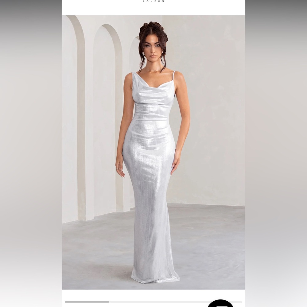 Metallic silver Club London dress